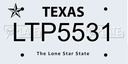 LTP5531 Texas License Plate