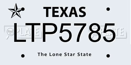 LTP5785 Texas License Plate