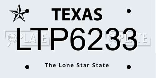 LTP6233 Texas License Plate