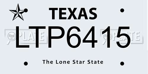 LTP6415 Texas License Plate