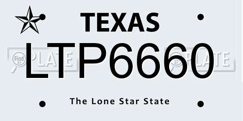 LTP6660 Texas License Plate