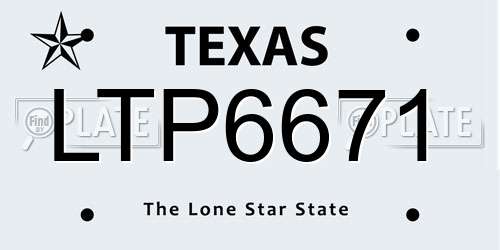 LTP6671 Texas License Plate