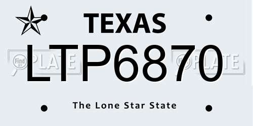 LTP6870 Texas License Plate