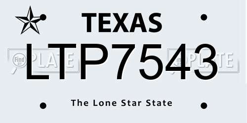 LTP7543 Texas License Plate