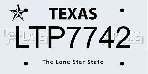 LTP7742 Texas License Plate