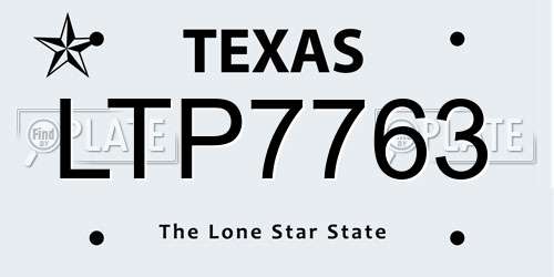 LTP7763 Texas License Plate