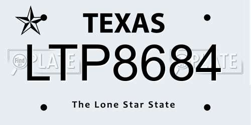 LTP8684 Texas License Plate