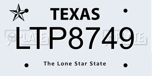 LTP8749 Texas License Plate