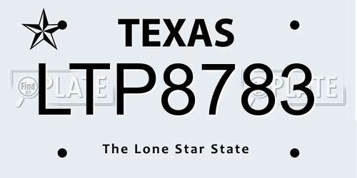 LTP8783 Texas License Plate