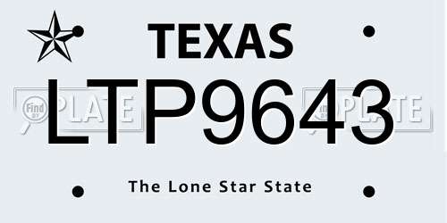 LTP9643 Texas License Plate