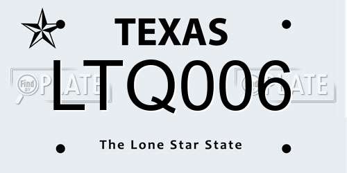LTQ006 Texas License Plate