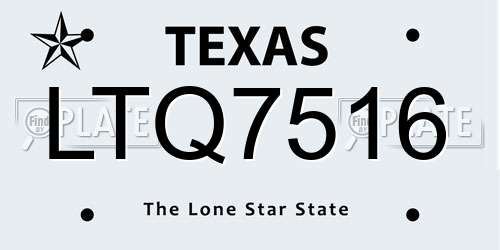 LTQ7516 Texas License Plate