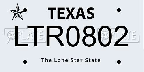 LTR0802 Texas License Plate