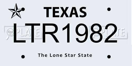LTR1982 Texas License Plate