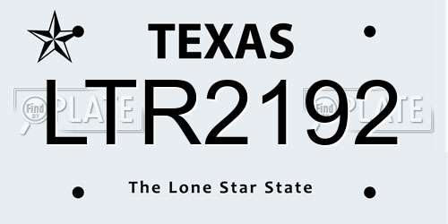 LTR2192 Texas License Plate