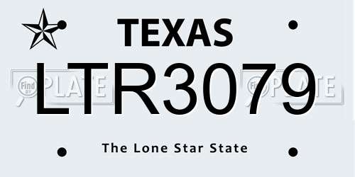 LTR3079 Texas License Plate