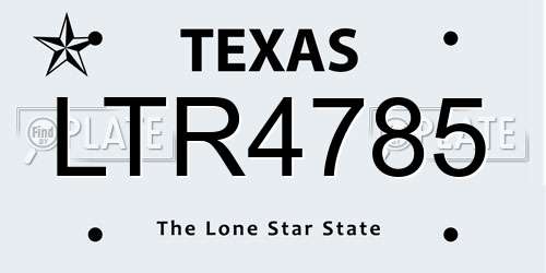 LTR4785 Texas License Plate