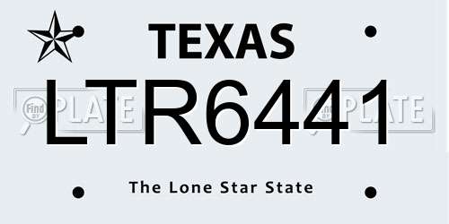 LTR6441 Texas License Plate