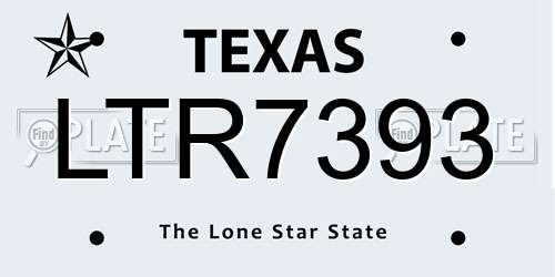 LTR7393 Texas License Plate