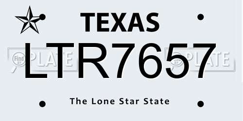 LTR7657 Texas License Plate