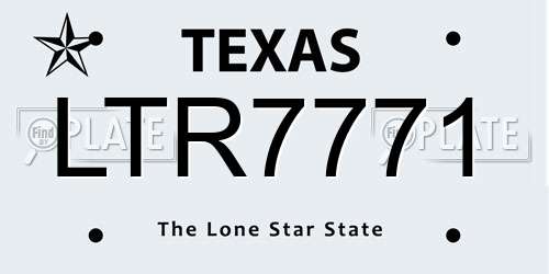 LTR7771 Texas License Plate