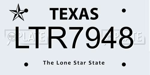 LTR7948 Texas License Plate