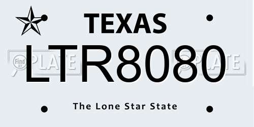 LTR8080 Texas License Plate