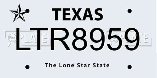 LTR8959 Texas License Plate