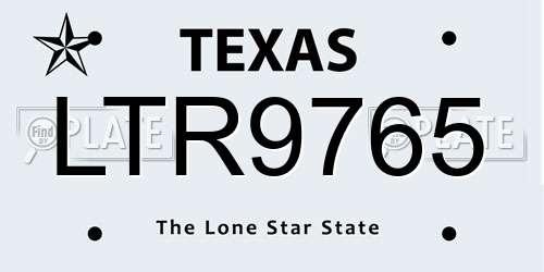 LTR9765 Texas License Plate
