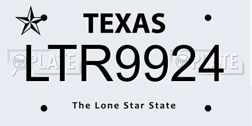 LTR9924 Texas License Plate