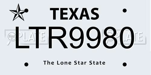 LTR9980 Texas License Plate