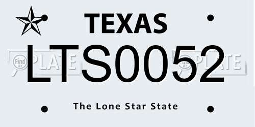 LTS0052 Texas License Plate