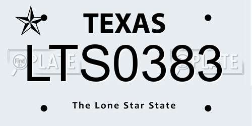 LTS0383 Texas License Plate