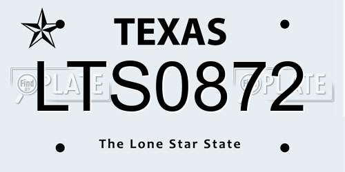 LTS0872 Texas License Plate