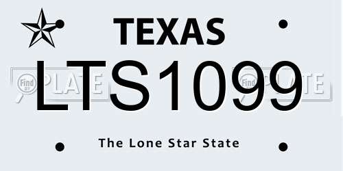 LTS1099 Texas License Plate
