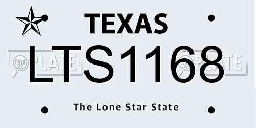 LTS1168 Texas License Plate