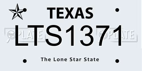 LTS1371 Texas License Plate