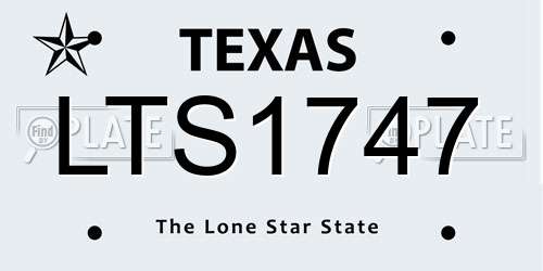 LTS1747 Texas License Plate