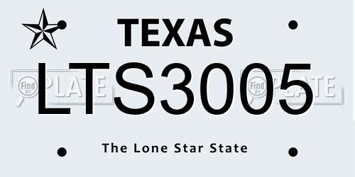 LTS3005 Texas License Plate
