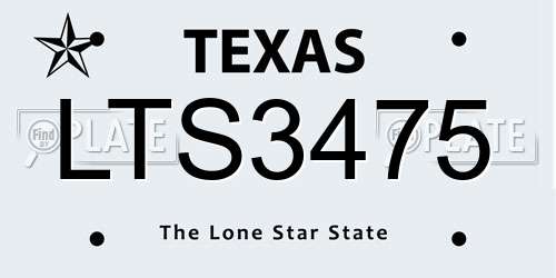 LTS3475 Texas License Plate