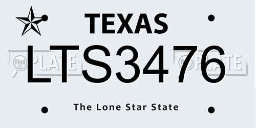 LTS3476 Texas License Plate