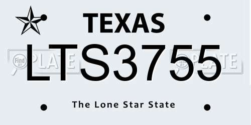 LTS3755 Texas License Plate