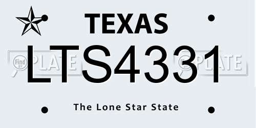 LTS4331 Texas License Plate