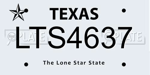 LTS4637 Texas License Plate