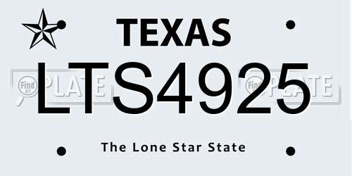 LTS4925 Texas License Plate