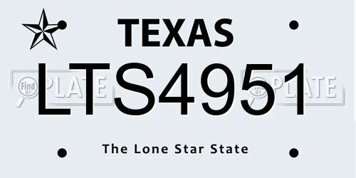 LTS4951 Texas License Plate