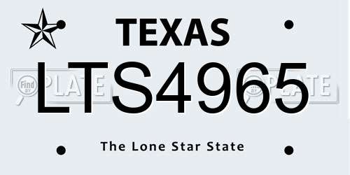 LTS4965 Texas License Plate