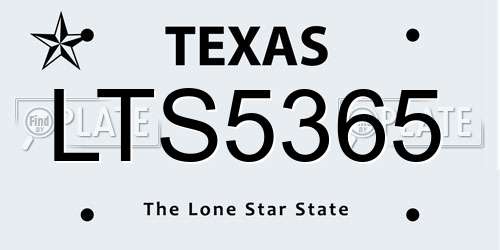 LTS5365 Texas License Plate