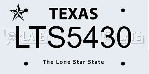 LTS5430 Texas License Plate