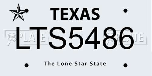 LTS5486 Texas License Plate